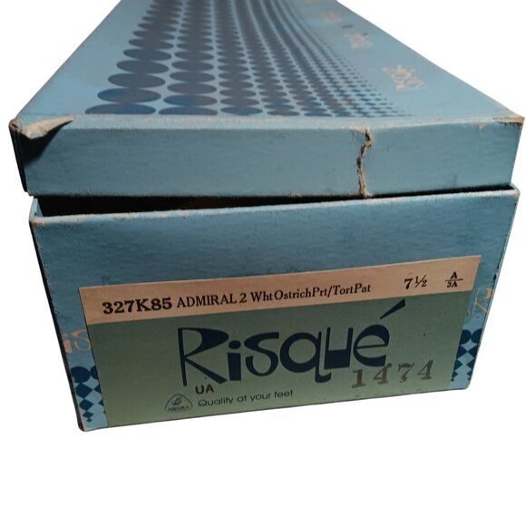 7.5 aaa N Vintage Womens Shoes PUMPS 1970s RISQUE FAUX OSTRICH 2 TONE IN BOX - Picture 7 of 11